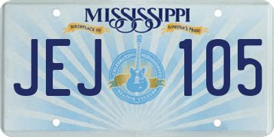MS license plate JEJ105