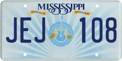 MS license plate JEJ108