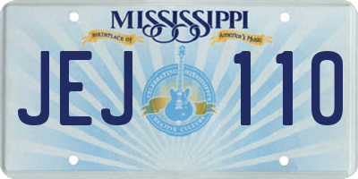 MS license plate JEJ110
