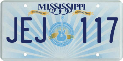 MS license plate JEJ117