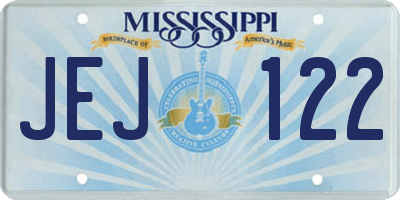 MS license plate JEJ122