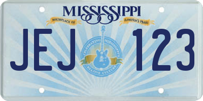 MS license plate JEJ123