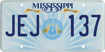 MS license plate JEJ137