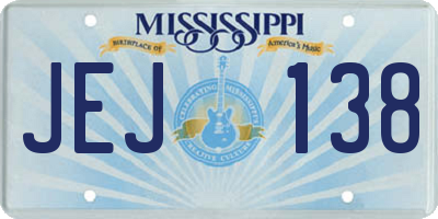 MS license plate JEJ138