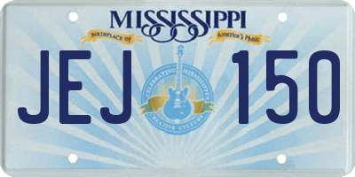 MS license plate JEJ150