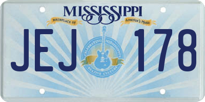MS license plate JEJ178