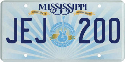 MS license plate JEJ200