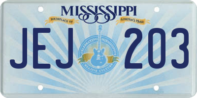 MS license plate JEJ203