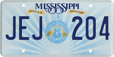 MS license plate JEJ204