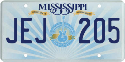 MS license plate JEJ205