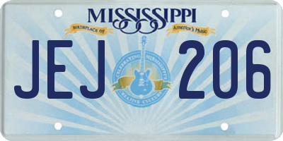MS license plate JEJ206