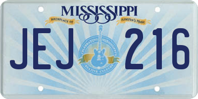 MS license plate JEJ216