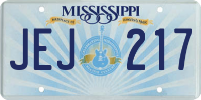 MS license plate JEJ217