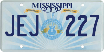 MS license plate JEJ227