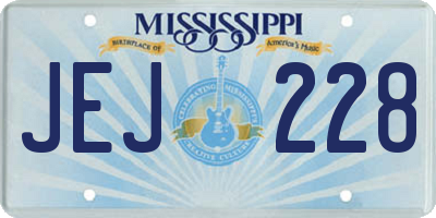MS license plate JEJ228