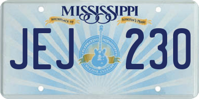 MS license plate JEJ230