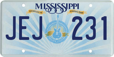 MS license plate JEJ231