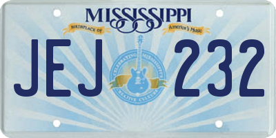 MS license plate JEJ232
