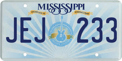 MS license plate JEJ233