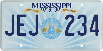MS license plate JEJ234