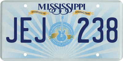 MS license plate JEJ238