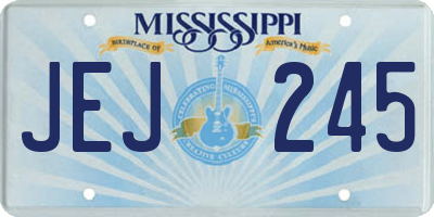 MS license plate JEJ245