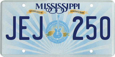 MS license plate JEJ250