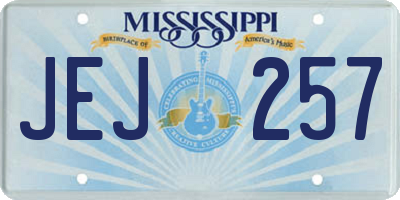 MS license plate JEJ257