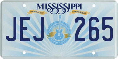 MS license plate JEJ265