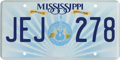 MS license plate JEJ278