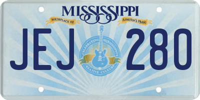 MS license plate JEJ280
