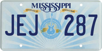 MS license plate JEJ287