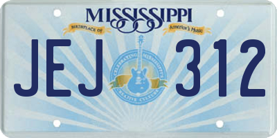 MS license plate JEJ312