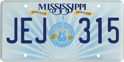 MS license plate JEJ315