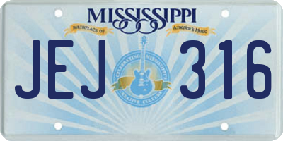 MS license plate JEJ316