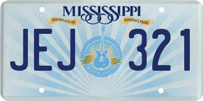 MS license plate JEJ321