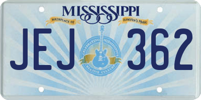 MS license plate JEJ362