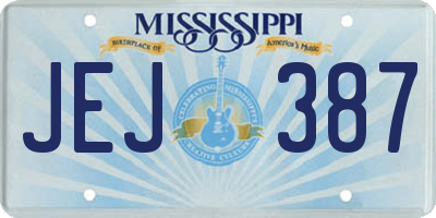 MS license plate JEJ387