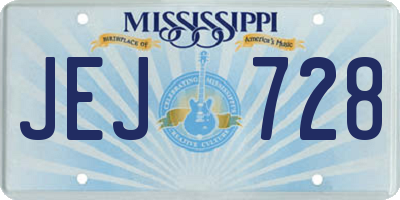 MS license plate JEJ728