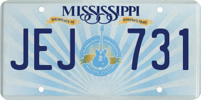 MS license plate JEJ731