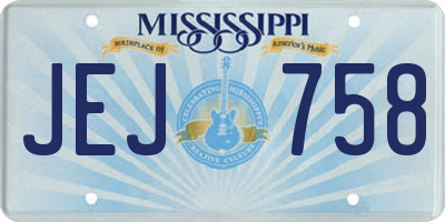 MS license plate JEJ758