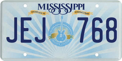 MS license plate JEJ768