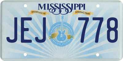 MS license plate JEJ778