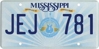 MS license plate JEJ781