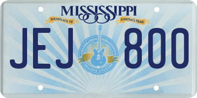 MS license plate JEJ800
