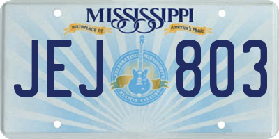 MS license plate JEJ803