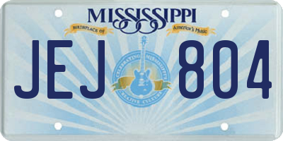 MS license plate JEJ804