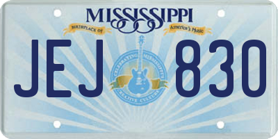 MS license plate JEJ830