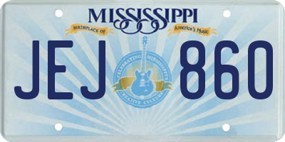 MS license plate JEJ860