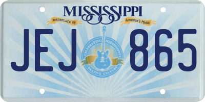 MS license plate JEJ865